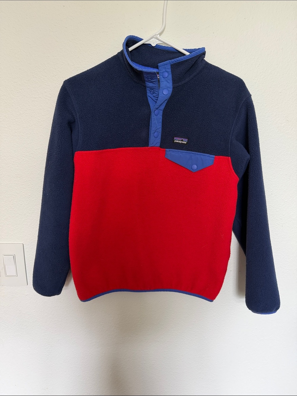 Patagonia kids Navy and Red Zip-Up Fleece with Royal Trim